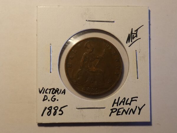 1885 British half penny coin.