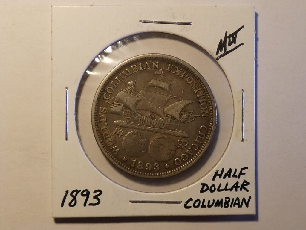 1893 Columbian Exposition half dollar coin.