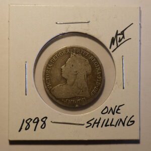 1898 British silver one shilling coin.