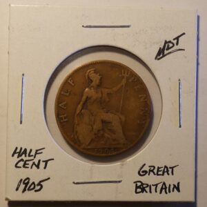 1905 British half penny coin.