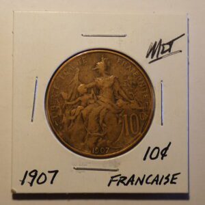 1907 French 10 centime coin.