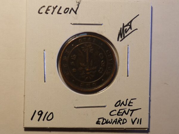 1910 Ceylon one cent coin.