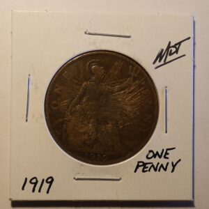 1919 British one penny coin.