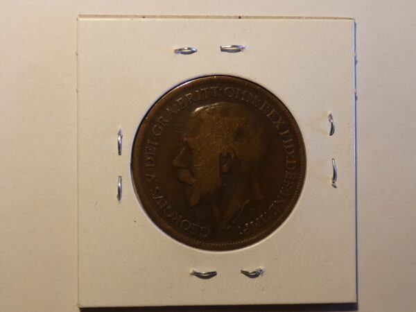 A British copper coin with King George V.