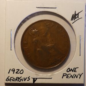 1920 British one penny coin.