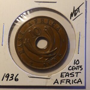 1936 East Africa 10 cents coin.