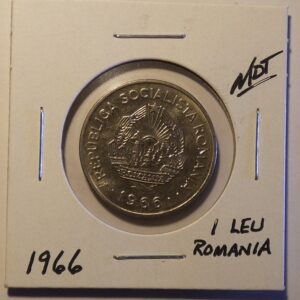 1966 Romanian 1 Leu coin.