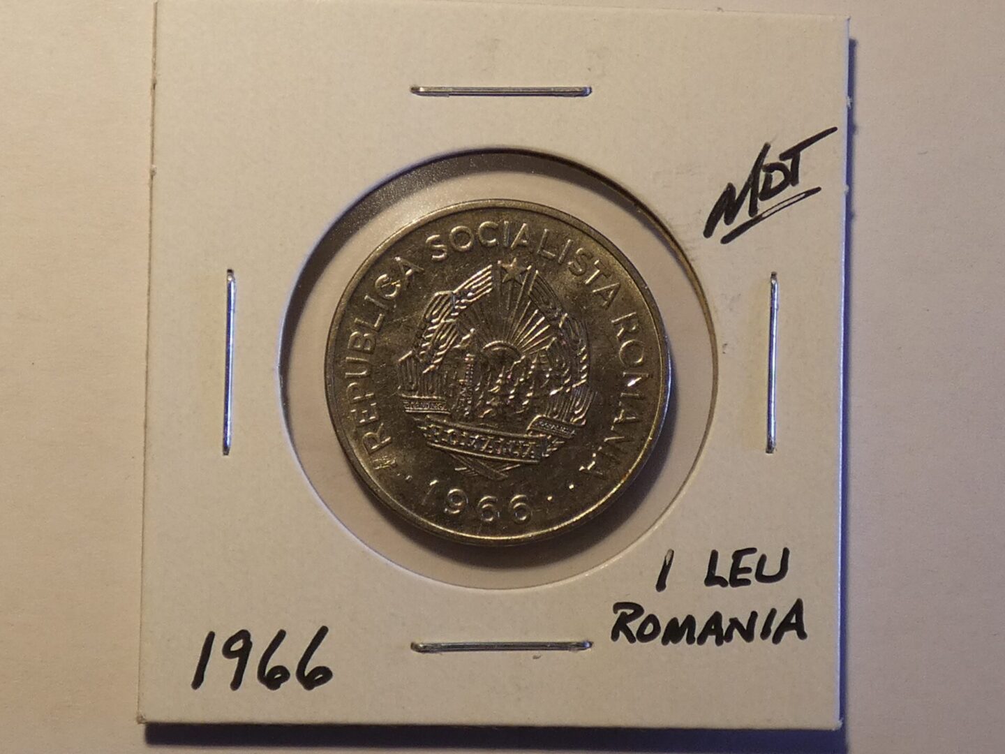 1966 Romanian 1 Leu coin.