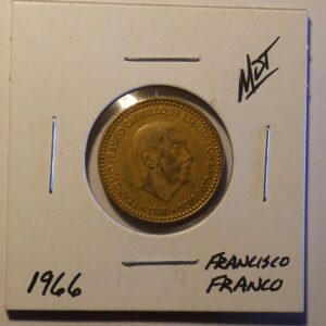 1966 Spanish coin with Francisco Franco portrait.