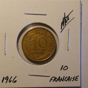 1966 French 10 centimes coin.