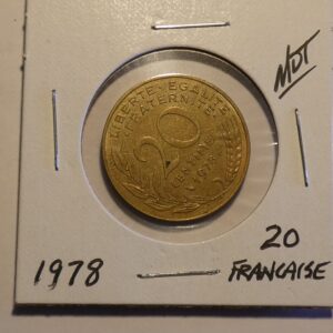 French 20 centimes coin from 1978.