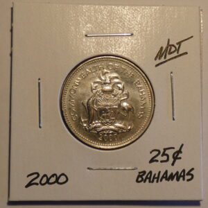 2000 Bahamian 25 cent coin.