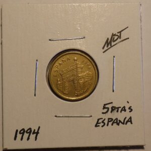 1994 Spanish 5 pesetas coin.