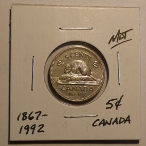 Canadian 5-cent coin with beaver