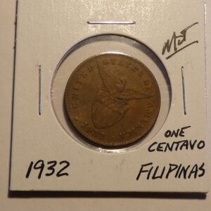 1932 Philippine one centavo coin.