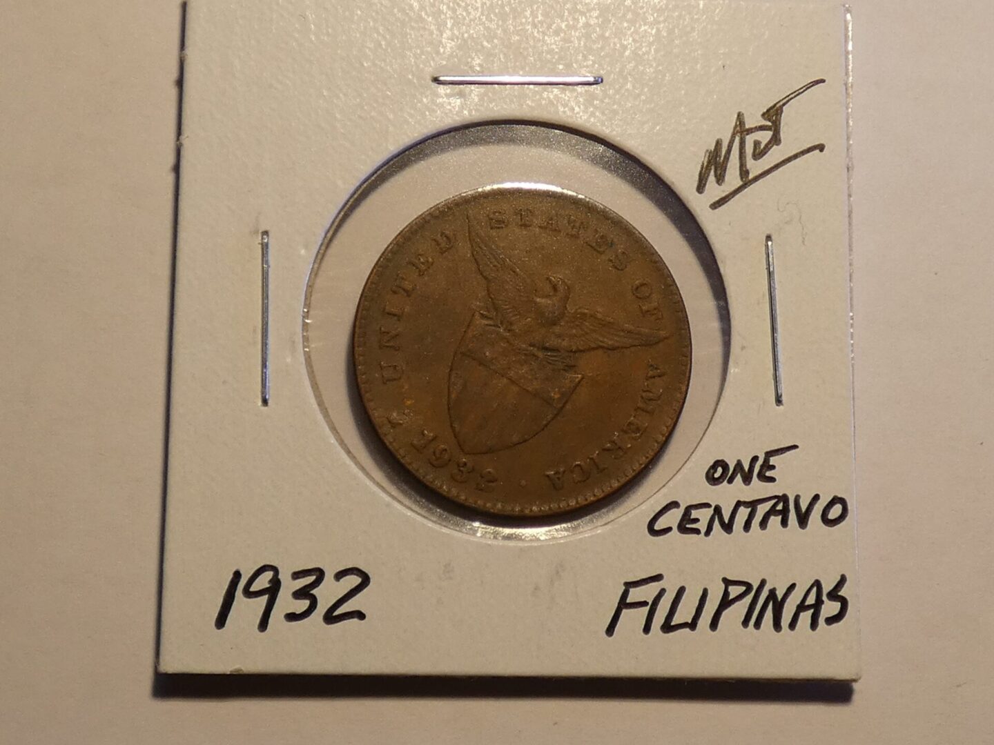 1932 Philippine one centavo coin.