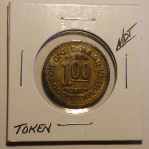 Gold token worth one dollar in trade.