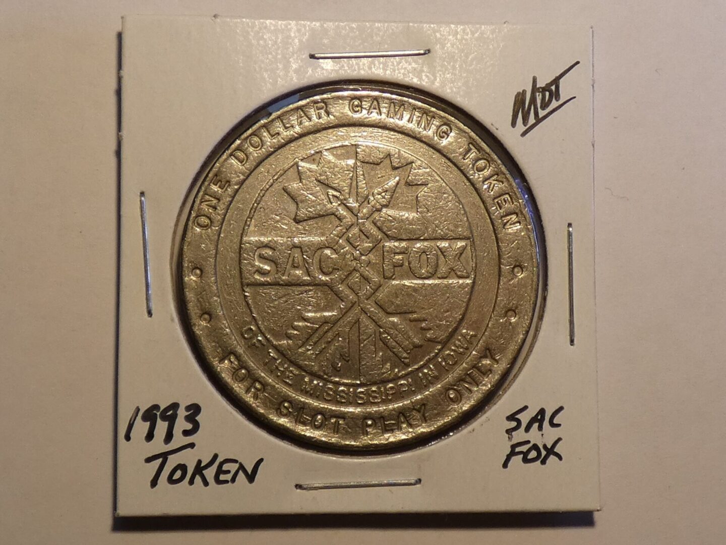 1993 Sac Fox Casino Gaming Token.