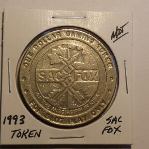 1993 Sac Fox Casino gaming token.