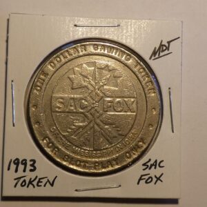 1993 Sac Fox Casino gaming token.