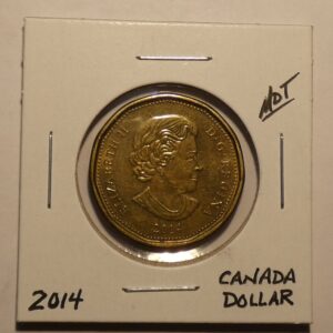 2014 Canadian one dollar coin.