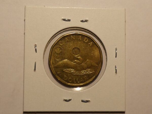 Canadian one dollar coin with loon.