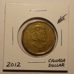 2012 Canadian one dollar coin.