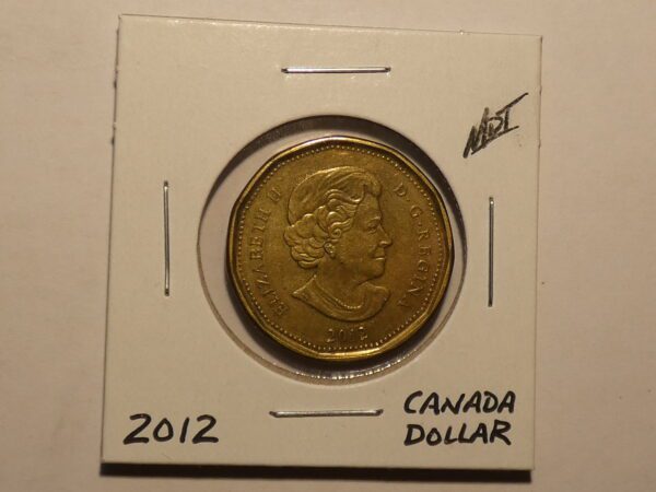 2012 Canadian one dollar coin.