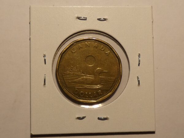 Canadian one dollar coin with loon