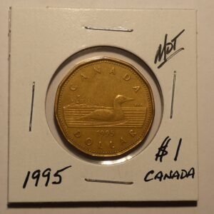 1995 Canadian one dollar coin with loon.