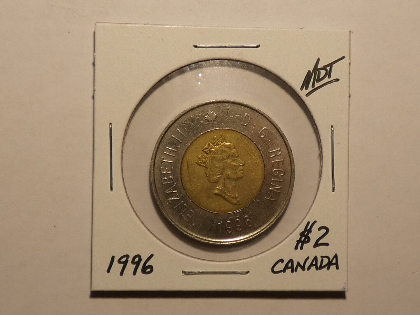 1996 Canadian coin with Queen Elizabeth II.