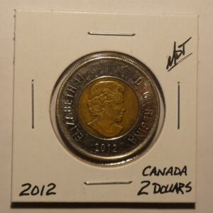 2012 Canadian two dollar coin.