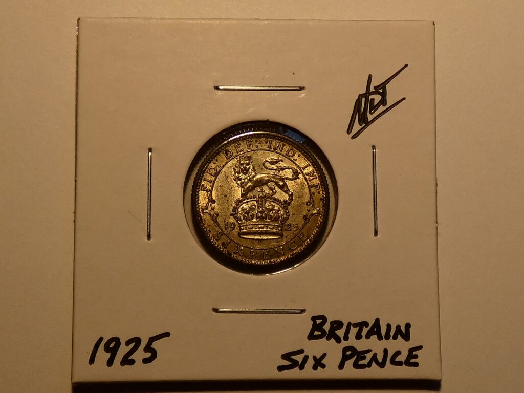 1925 British six pence coin