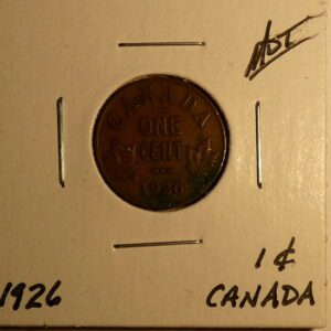 1926 Canadian one cent coin.