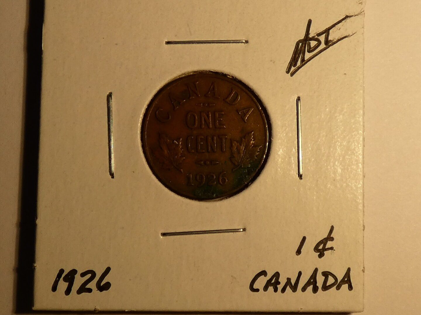 1926 Canadian one cent coin.