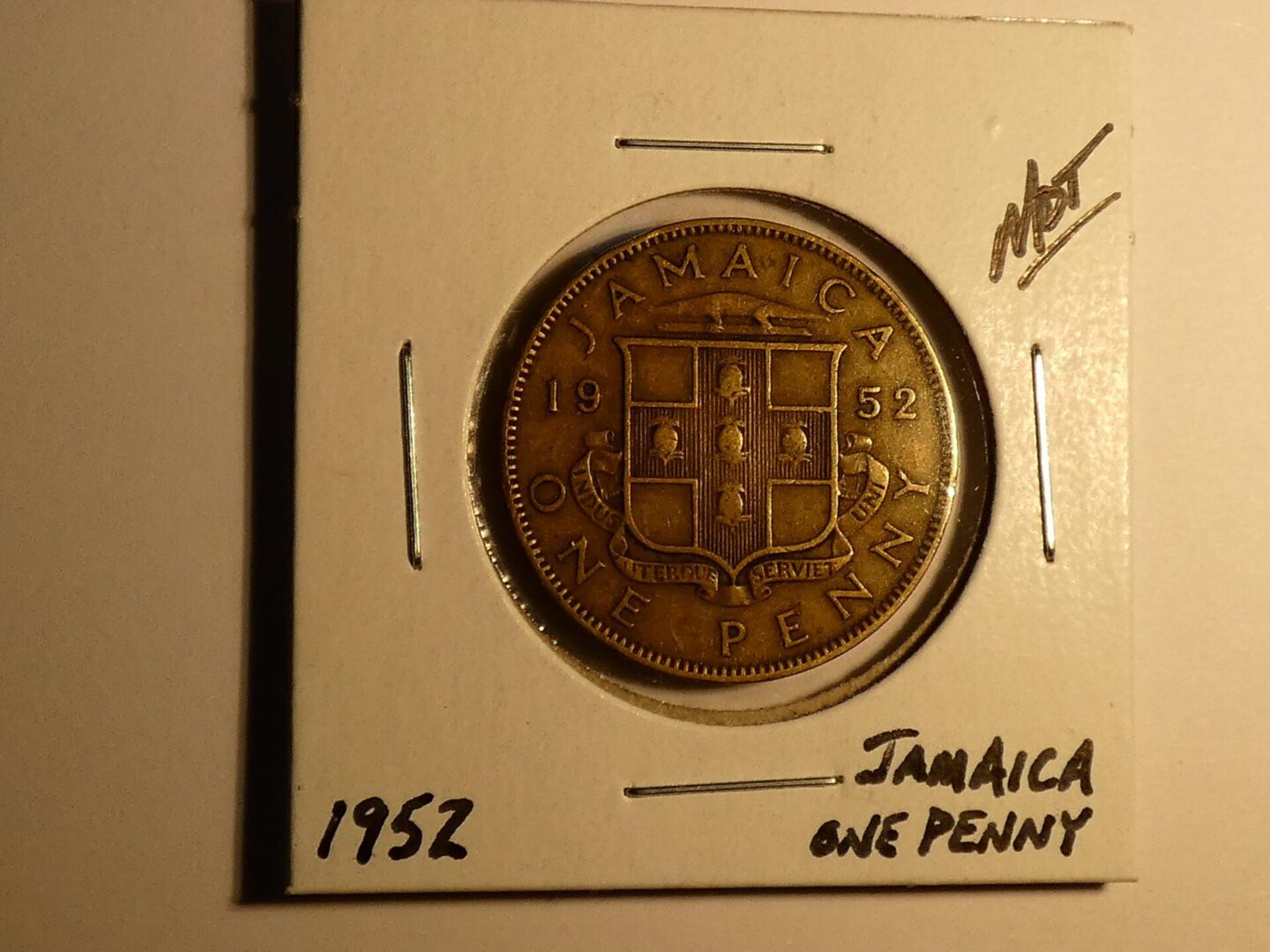 1952 Jamaican one penny coin.