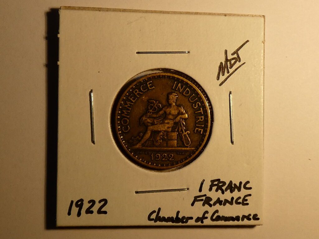 1922 French 1 Franc coin.