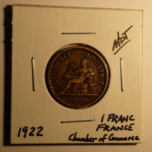 1922 French 1 Franc coin.