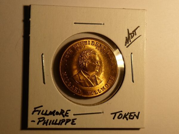 Gold token of Millard Fillmore, 13th US President.